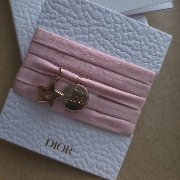 Dior Pink Ribbon Bracelet with Gold Star Charm – Perfume-Ready Fabric Tie (GWP) - Picture 2 of 5